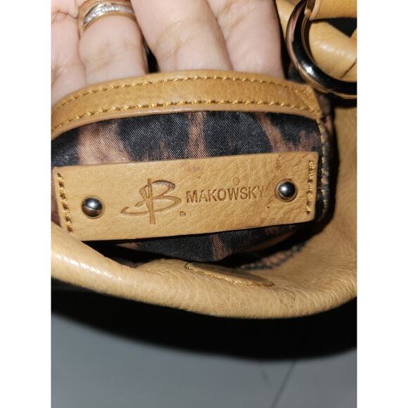 B. Makowsky Studded Tan Leather Crossbody 9x10 - Picture 11 of 11